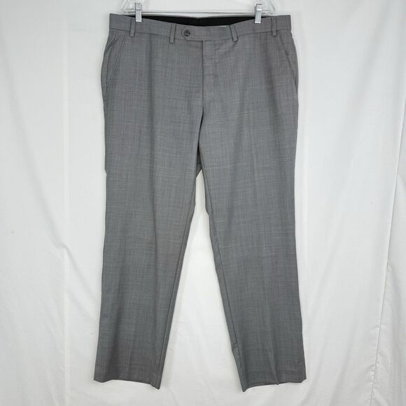 Michael Kors Mens Classic fit Wool Dress Pants 38w/30L Grey Solid NaturalStretch - Picture 15 of 16